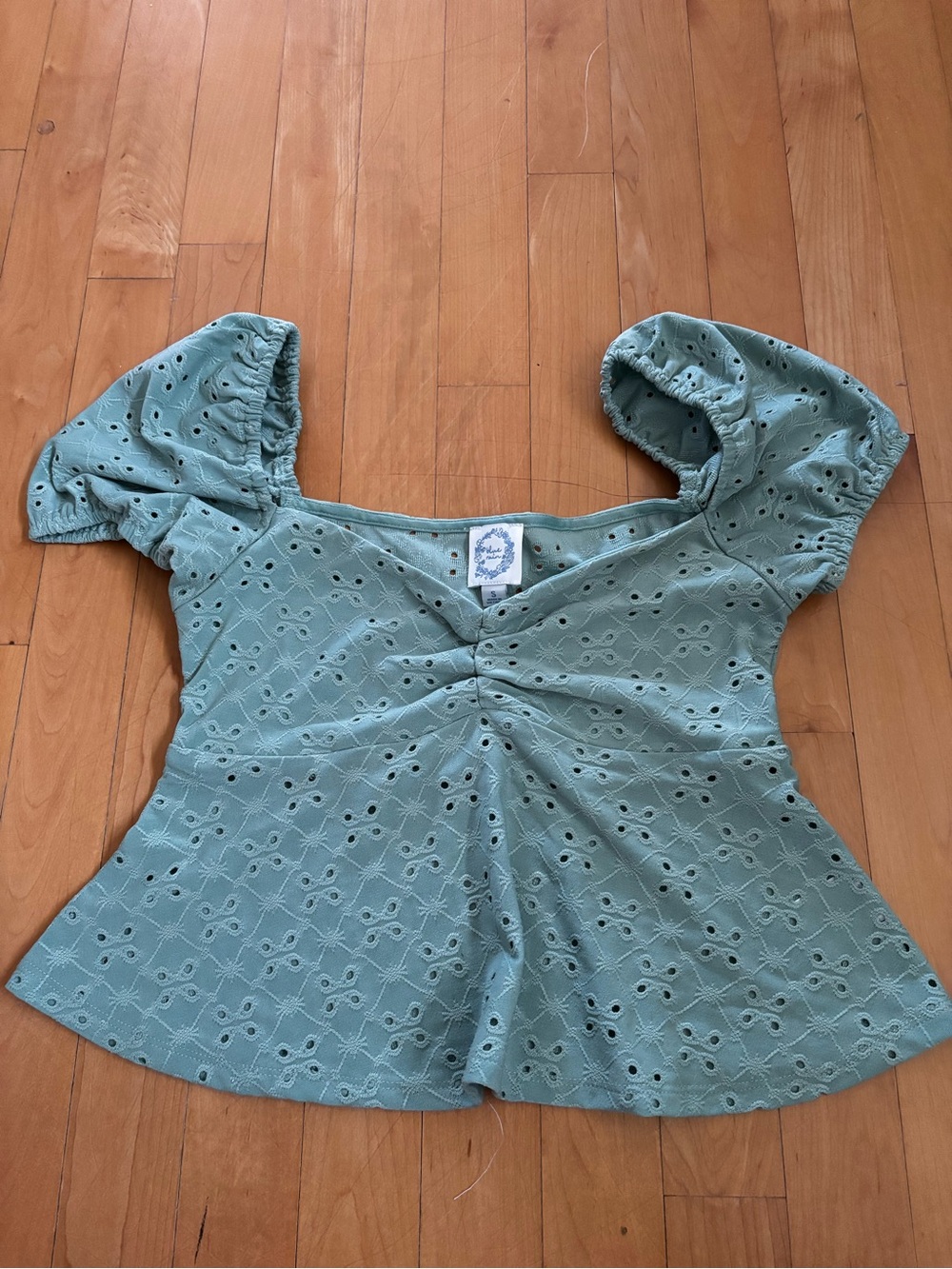 Francesca’s Mint Green Eyelet Blouse